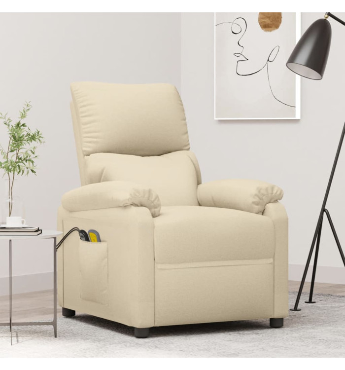 Fauteuil électrique de massage Crème Tissu | Mobilier & Déco