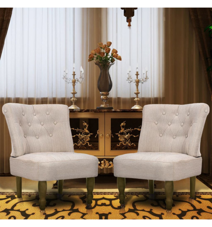 Chaises en style français lot de 2 crème tissu | Mobilier & Déco