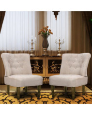 Chaises en style français lot de 2 crème tissu | Mobilier & Déco