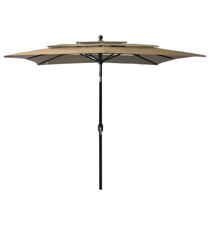 Parasol de jardin à 3 niveaux avec mât en aluminium taupe | Mobilier & Déco