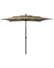 Parasol de jardin à 3 niveaux avec mât en aluminium taupe | Mobilier & Déco