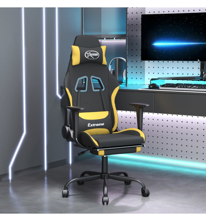 Chaise de jeu avec repose-pied Noir et jaune Tissu | Mobilier & Déco