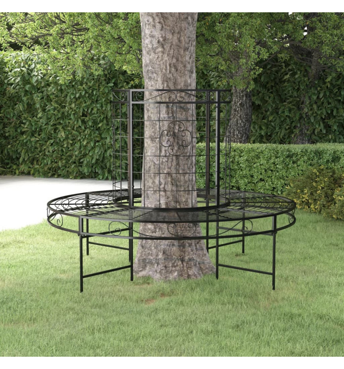 Banc circulaire tour d'arbre Ø137 cm Noir Acier | Mobilier & Déco
