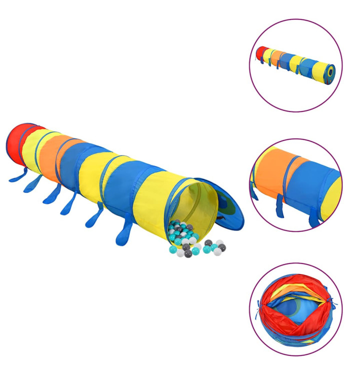 Tunnel de jeu pour enfants avec 250 balles Multicolore 245 cm | Mobilier & Déco