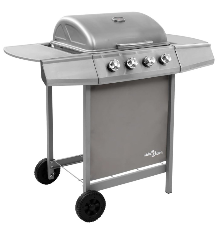Barbecue gril à gaz avec 4 brûleurs argenté | Mobilier & Déco