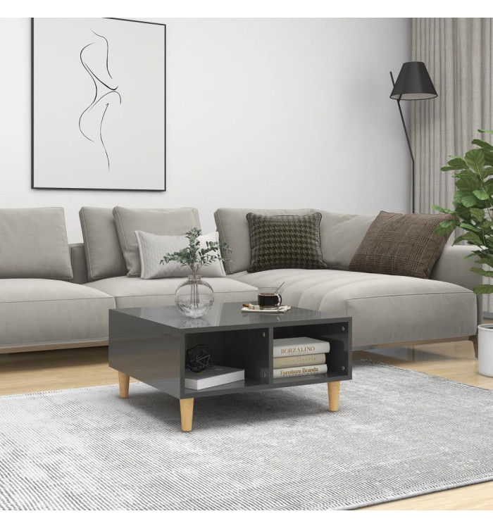 Table basse gris brillant 60x60x30 cm bois d'ingénierie | Mobilier & Déco