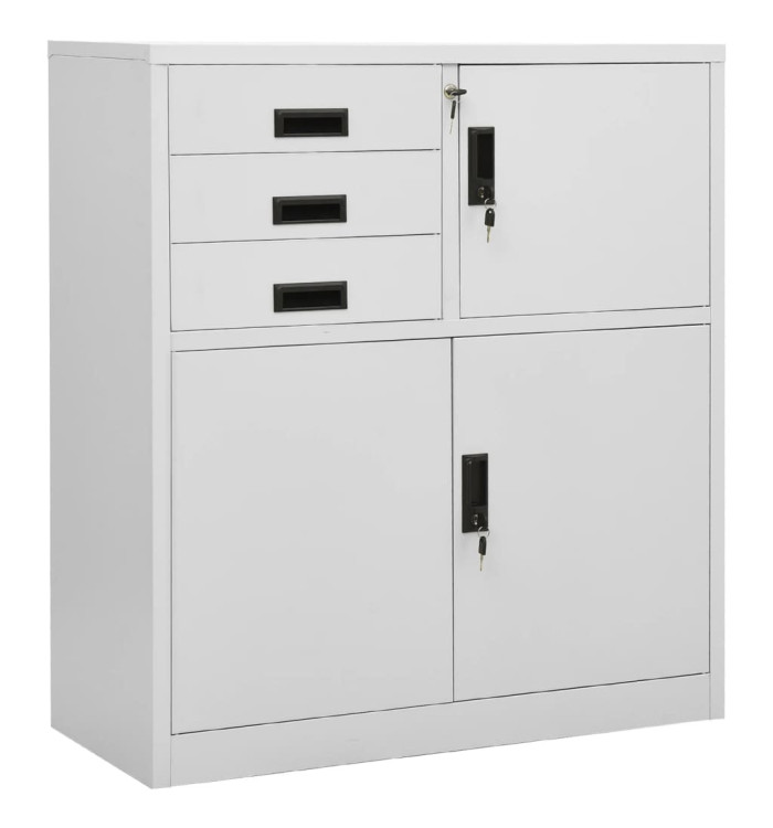 Armoire de bureau Gris clair 90x40x102 cm Acier | Mobilier & Déco
