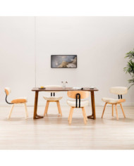Chaises à manger lot de 4 crème bois courbé et similicuir | Mobilier & Déco