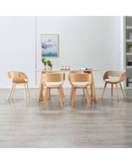 Chaises à manger lot de 6 crème bois courbé et similicuir | Mobilier & Déco