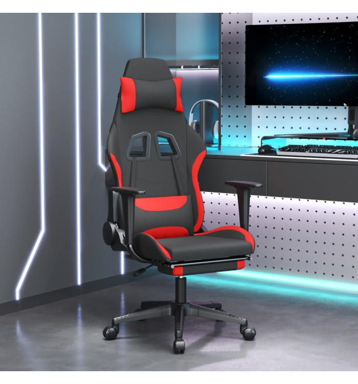 Chaise de jeu avec repose-pied Noir et rouge Tissu | Mobilier & Déco