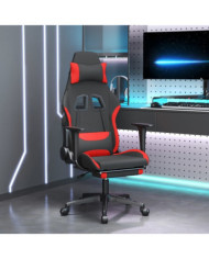 Chaise de jeu avec repose-pied Noir et rouge Tissu | Mobilier & Déco