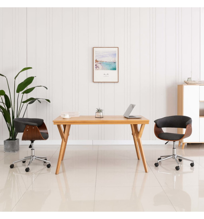 Chaise pivotante de bureau Gris Bois courbé et tissu | Mobilier & Déco