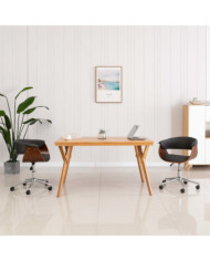 Chaise pivotante de bureau Gris Bois courbé et tissu | Mobilier & Déco