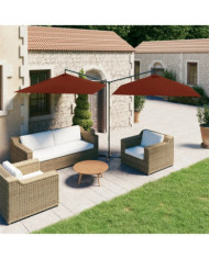 Parasol de jardin double et mât en acier terre cuite 600x300 cm | Mobilier & Déco