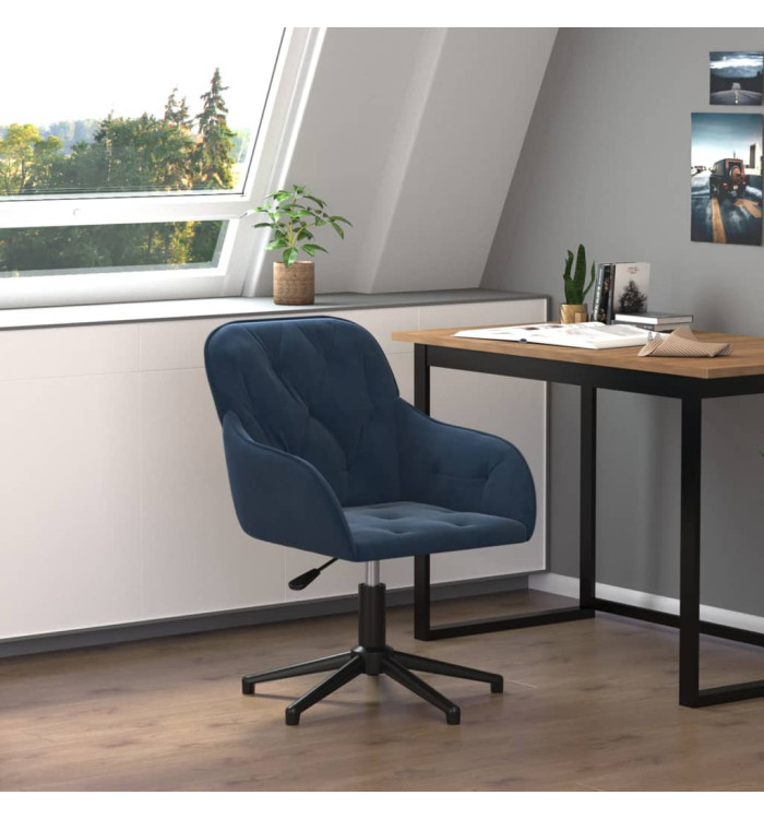 Chaise pivotante de bureau Bleu Velours | Mobilier & Déco