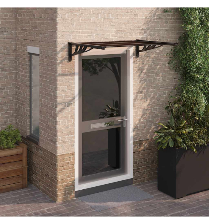 Auvent de porte Noir 122x90 cm Polycarbonate | Mobilier & Déco