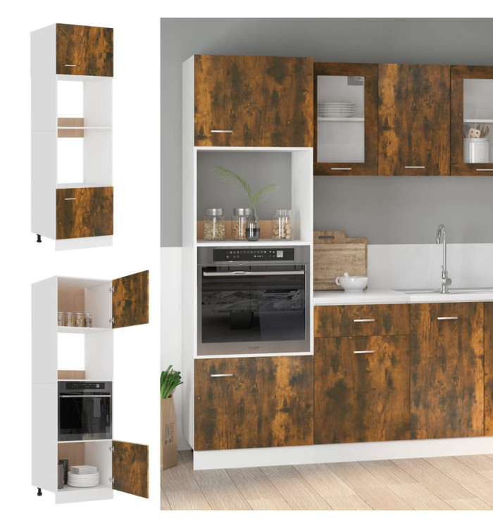Armoire à micro-ondes "Lyon" Chêne fumé 60x57x207 cm | Mobilier & Déco