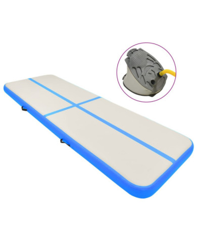 Tapis gonflable de gymnastique avec pompe 400x100x20cm PVC Bleu | Mobilier & Déco