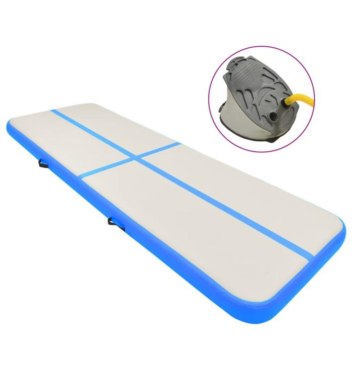 Tapis gonflable de gymnastique avec pompe 400x100x20cm PVC Bleu | Mobilier & Déco