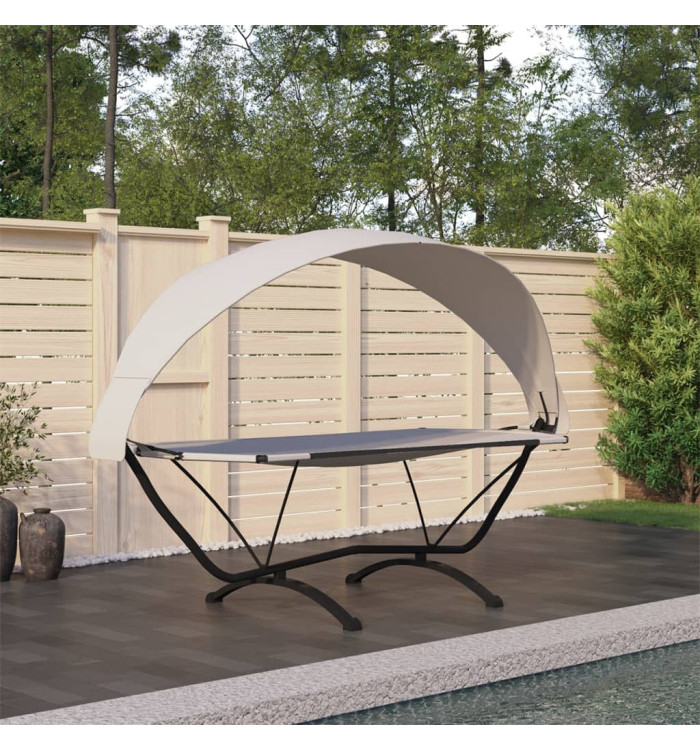 Lit de repos d'extérieur et auvent Crème Acier et tissu Oxford | Mobilier & Déco