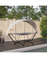 Lit de repos d'extérieur et auvent Crème Acier et tissu Oxford | Mobilier & Déco
