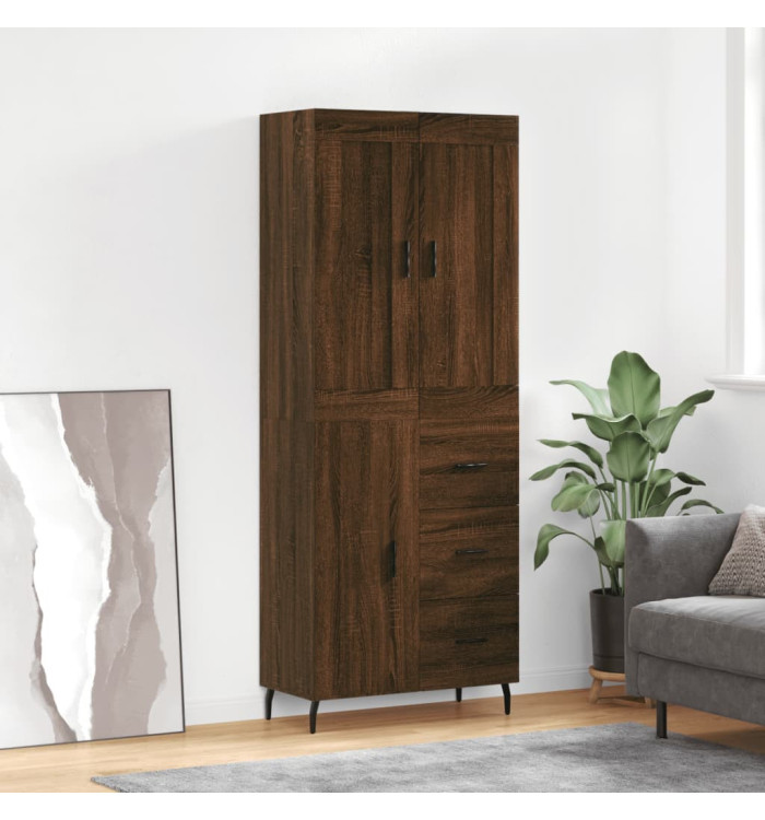 Buffet haut Chêne marron 69,5x34x180 cm Bois d'ingénierie | Mobilier & Déco