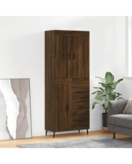 Buffet haut Chêne marron 69,5x34x180 cm Bois d'ingénierie | Mobilier & Déco