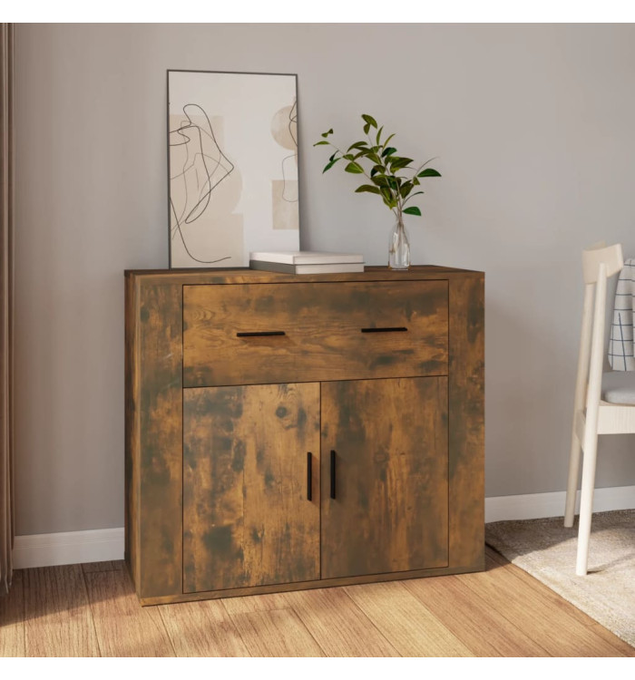 Buffet Chêne fumé 80x33x70 cm Bois d'ingénierie | Mobilier & Déco
