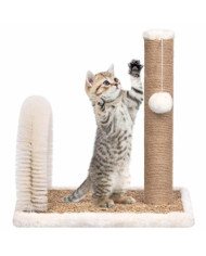 Arbre à chat avec brosse de toilettage en arche et grattoir | Mobilier & Déco