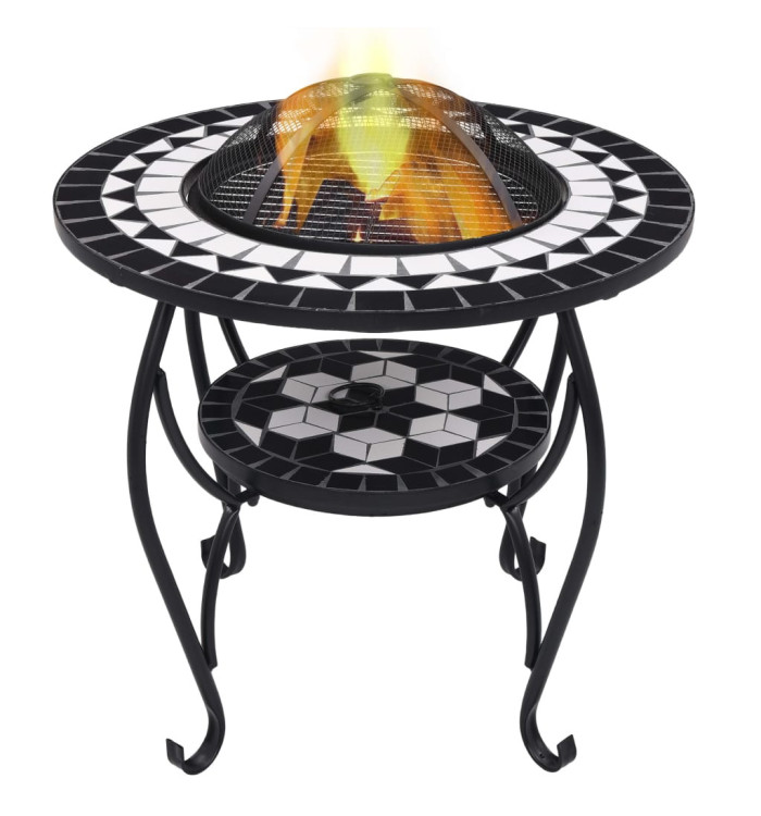 Table de foyer mosaïque Noir et blanc 68 cm Céramique | Mobilier & Déco