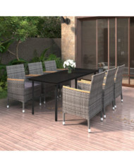 Ensemble à manger de jardin coussins 7 pcs Résine tressée Verre | Mobilier & Déco