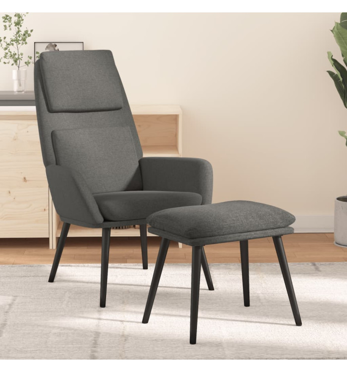 Chaise de relaxation avec tabouret Gris clair Tissu | Mobilier & Déco