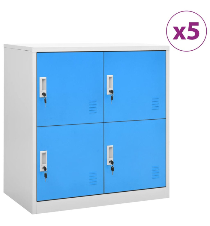 Armoires à casiers 5 pcs Gris clair et bleu 90x45x92,5 cm Acier | Mobilier & Déco