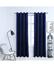 Rideaux occultants et anneaux 2pcs Velours Bleu foncé 140x225cm | Mobilier & Déco
