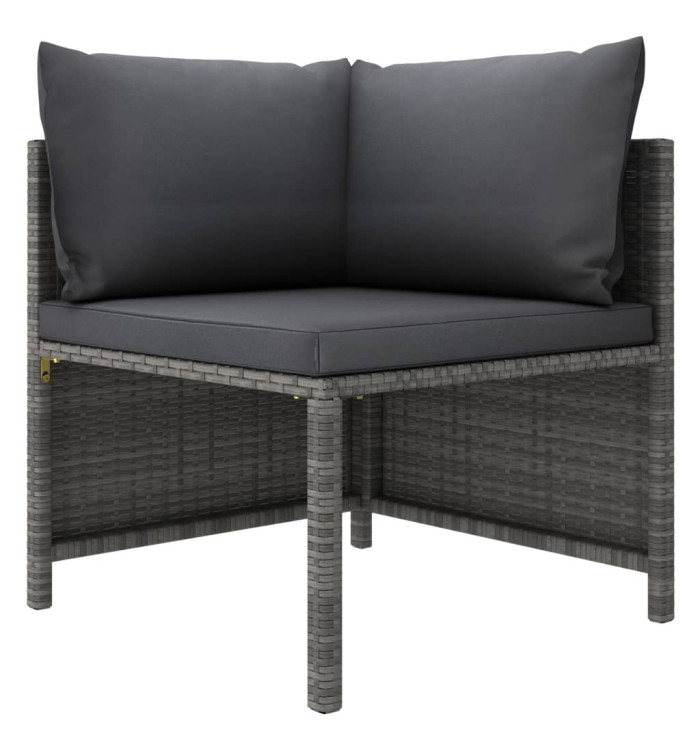 Canapé d'angle sectionnel avec coussins Gris Résine tressée | Mobilier & Déco