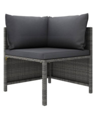 Canapé d'angle sectionnel avec coussins Gris Résine tressée | Mobilier & Déco
