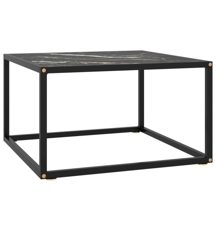 Table basse Noir avec verre marbre noir 60x60x35 cm | Mobilier & Déco