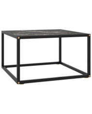 Table basse Noir avec verre marbre noir 60x60x35 cm | Mobilier & Déco