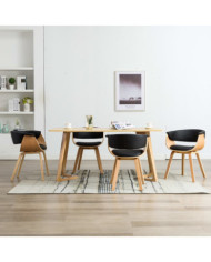 Chaises à manger lot de 4 noir bois courbé et similicuir | Mobilier & Déco