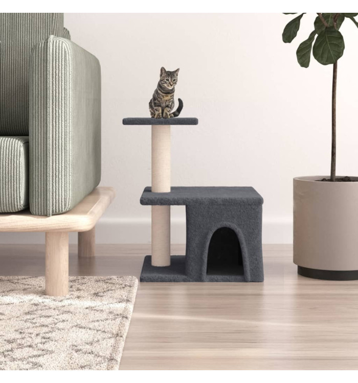 Arbre à chat avec griffoirs en sisal gris foncé 48 cm | Mobilier & Déco