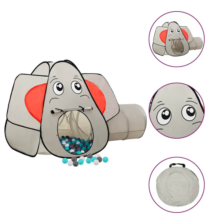 Tente de jeu pour enfants 250 balles Éléphant Gris 174x86x101cm | Mobilier & Déco