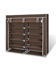 Armoire à chaussures avec housse 115 x 28 x 110 cm Tissu Marron | Mobilier & Déco