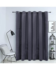 Rideau occultant et anneaux métal Velours Anthracite 290x245 cm | Mobilier & Déco