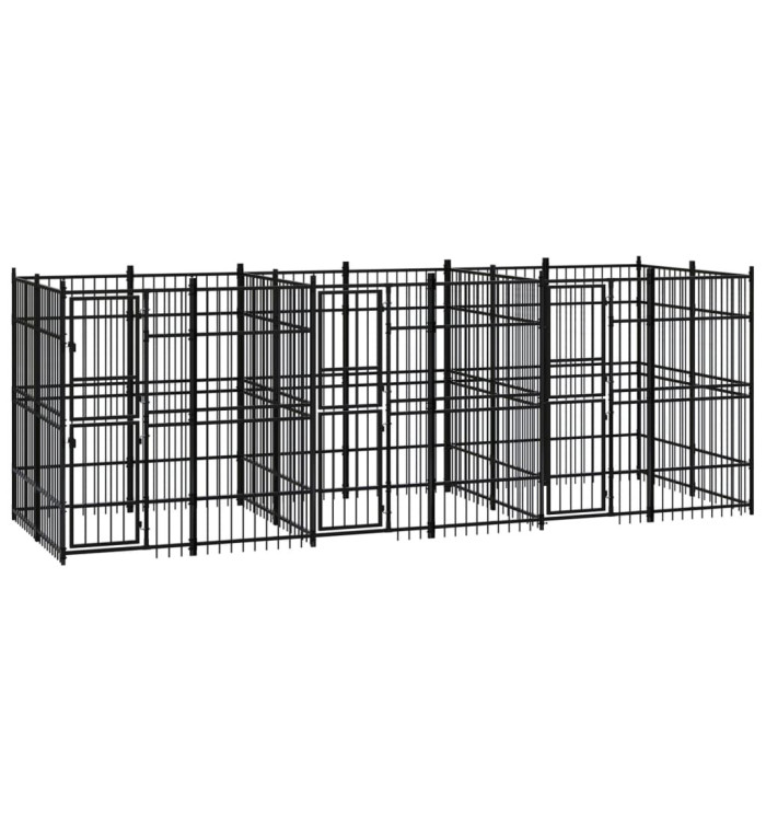 Chenil d'extérieur pour chiens Acier 11,06 m² | Mobilier & Déco