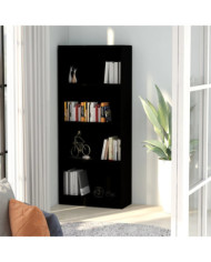 Bibliothèque à 4 niveaux Noir 60x24x142 cm Bois d’ingénierie | Mobilier & Déco