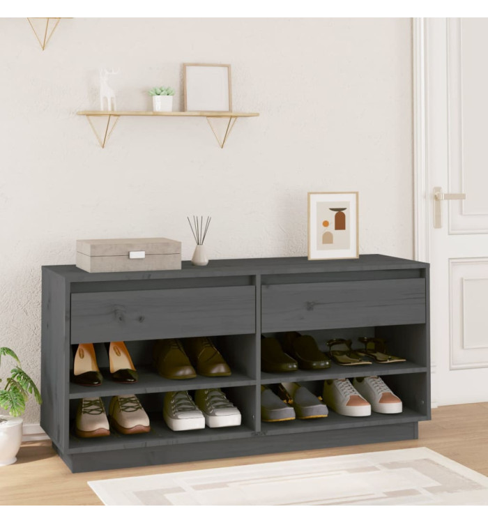 Armoire à chaussures Gris 110x34x52 cm Bois de pin massif | Mobilier & Déco