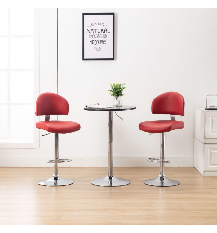 Tabourets de bar lot de 2 rouge bordeaux similicuir | Mobilier & Déco