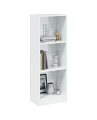 Bibliothèque à 3 niveaux blanc brillant bois d'ingénierie | Mobilier & Déco