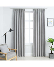 Rideaux occultants avec crochets 2 pcs Gris 140x175 cm | Mobilier & Déco