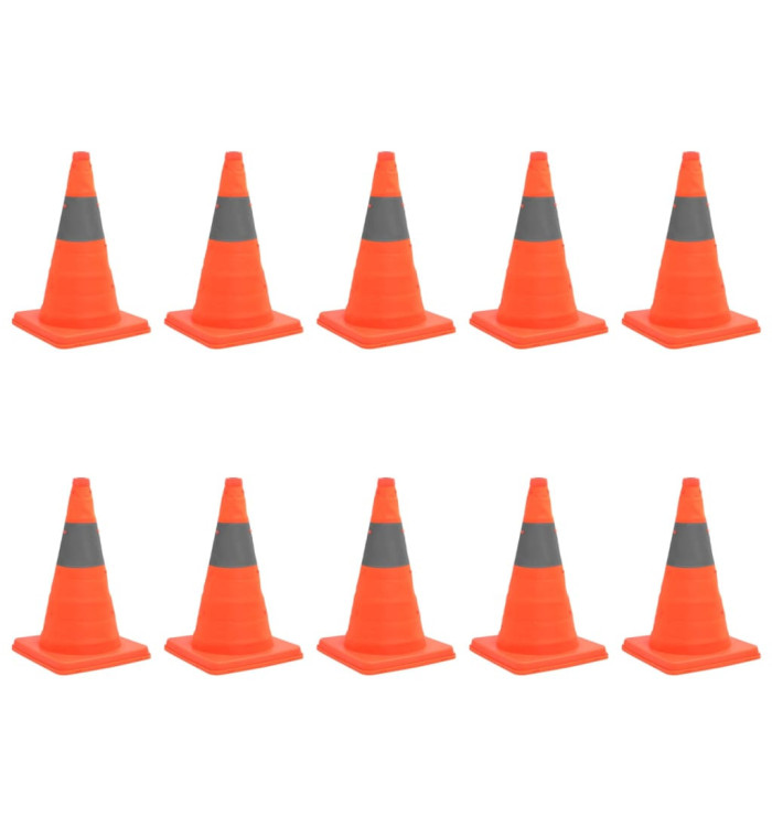 Cônes de signalisation escamotables 10 pcs 42 cm | Mobilier & Déco